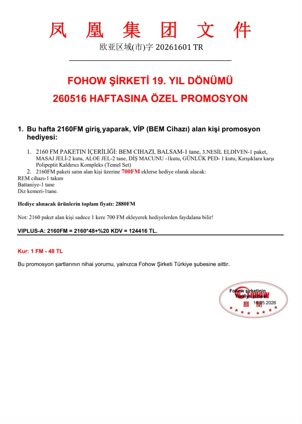 FOHOW 19.YIL PROMOSYONU